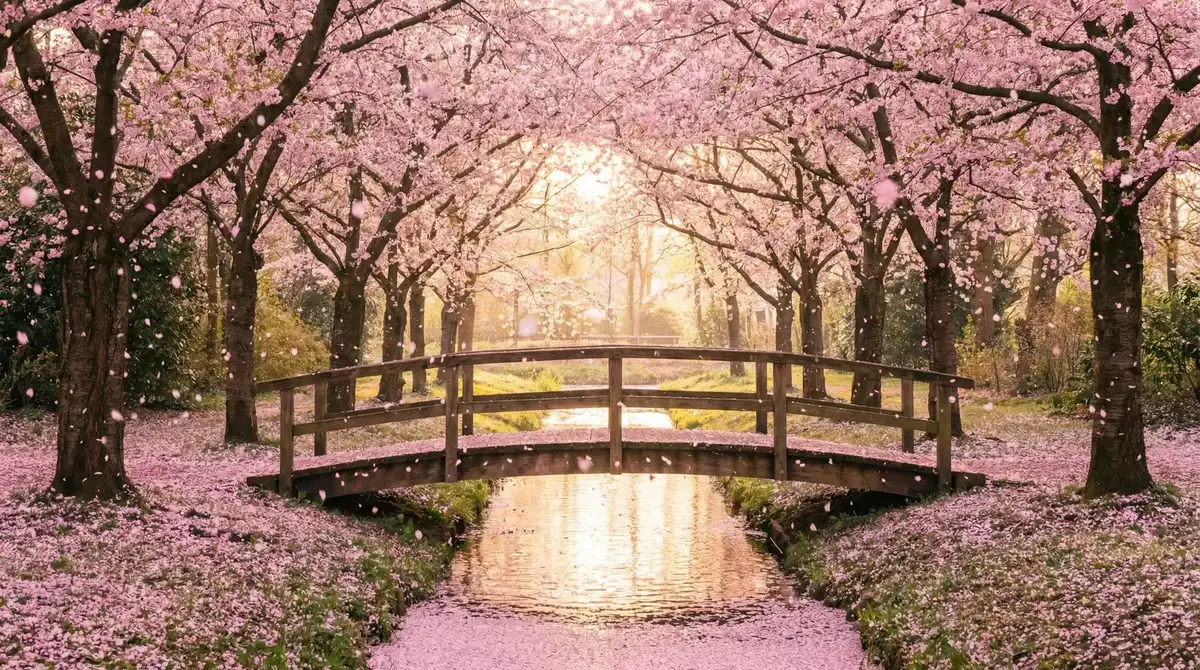 樱花桥畔 - 2048核基地 唯美风景